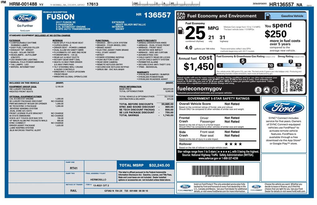Used 2017 Ford Fusion SE w/ Fusion SE Technology Package FWD image 6