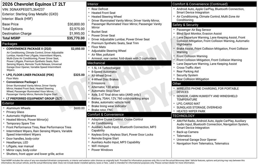 New 2026 Chevrolet Equinox LT w/ Convenience Package II image 10