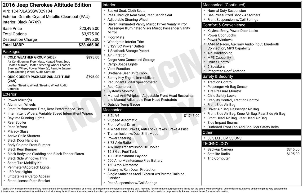 Used 2016 Jeep Cherokee Sport w/ Cold Weather Group image 37