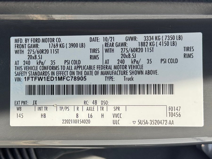 Used 2021 Ford F150 Lariat w/ Luxury Package w/ Equipment Group 502A High AWD/4WD image 67