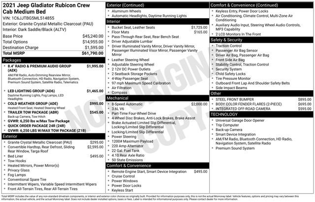 Used 2021 Jeep Gladiator Rubicon image 37