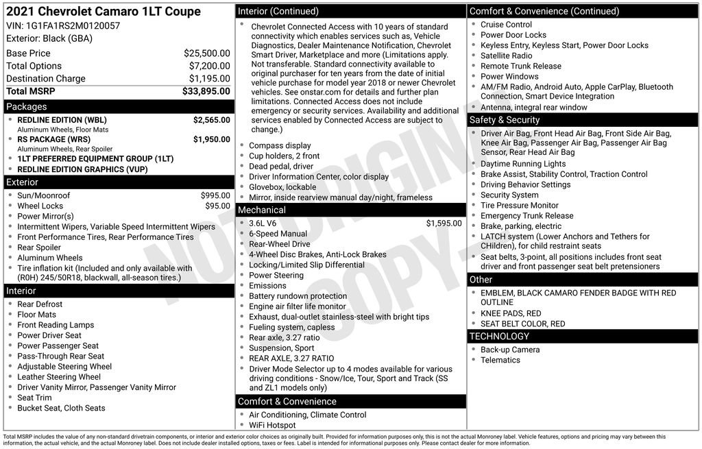 Certified 2021 Chevrolet Camaro LT w/ Redline Edition image 31