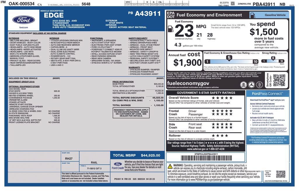 Certified 2023 Ford Edge SEL w/ Convenience Package AWD/4WD image 3