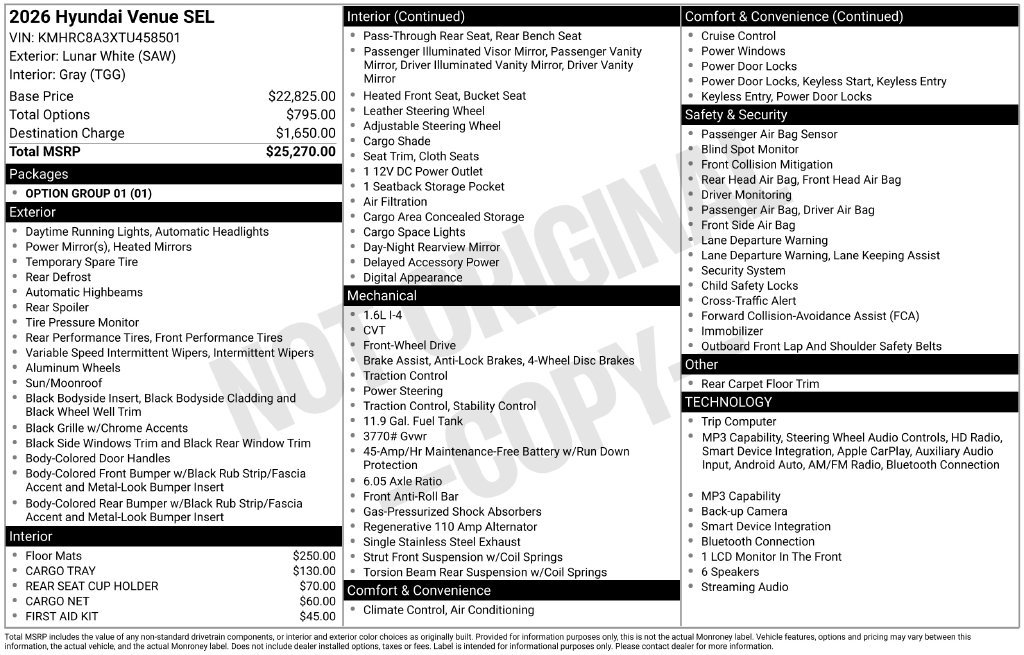 New 2026 Hyundai Venue SEL FWD image 30