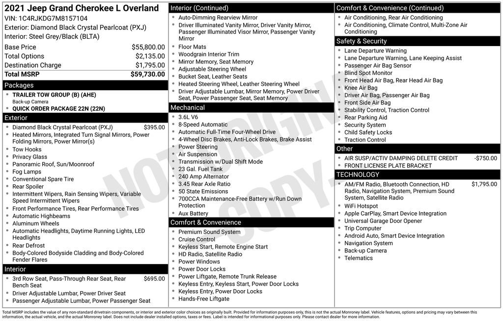 Certified 2021 Jeep Grand Cherokee L Overland image 46