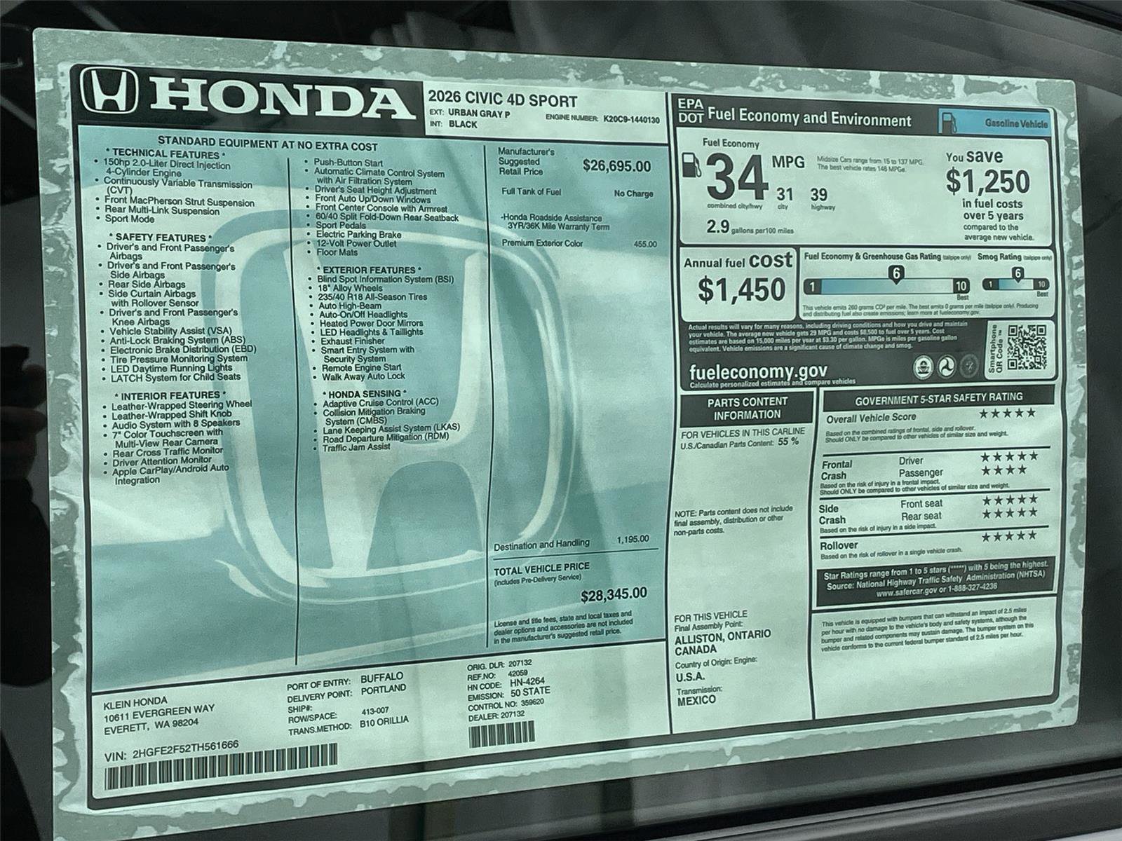 New 2026 Honda Civic Sport image 31