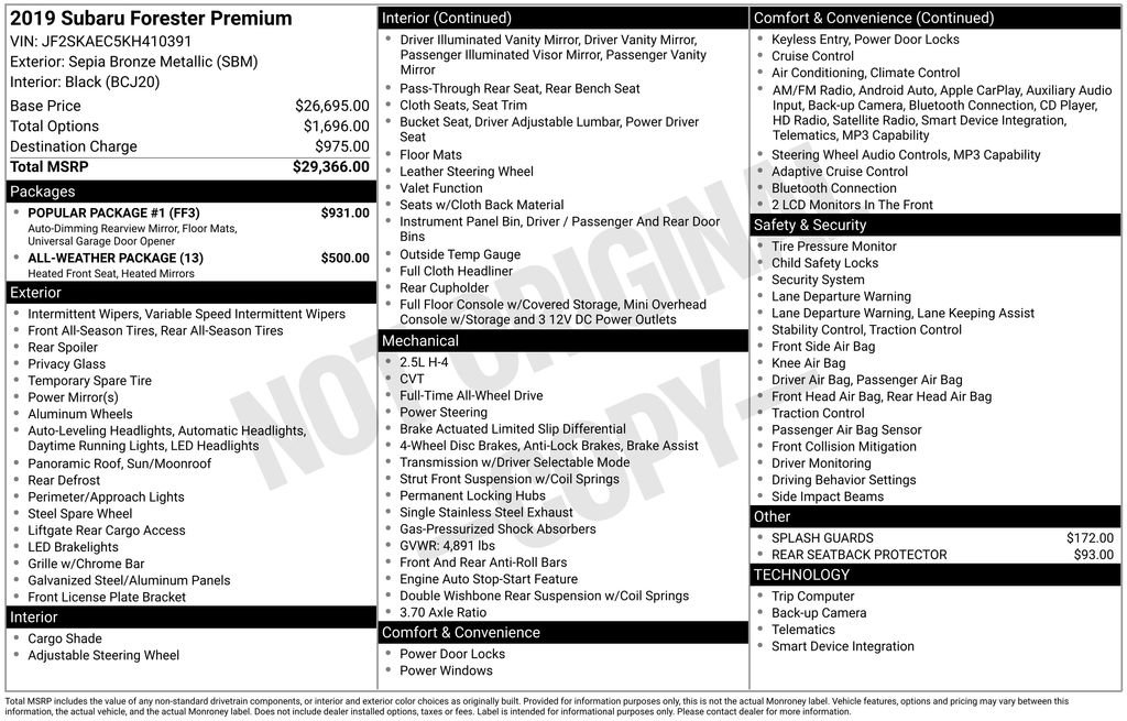 Used 2019 Subaru Forester Premium w/ Popular Package #1 image 19