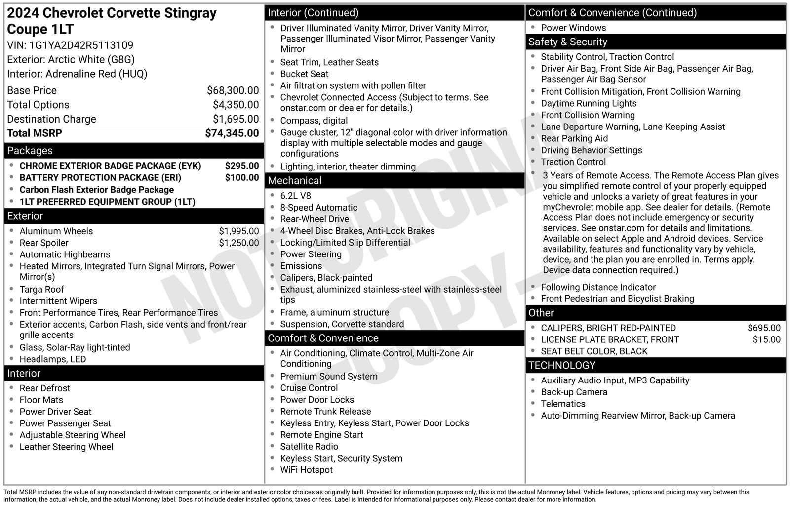 Certified 2024 Chevrolet Corvette Stingray Coupe w/ Chrome Exterior Badge Package image 40