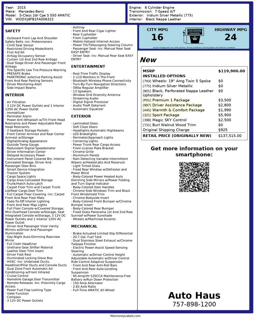 Used 2015 Mercedes-Benz S 550 4MATIC Coupe image 3