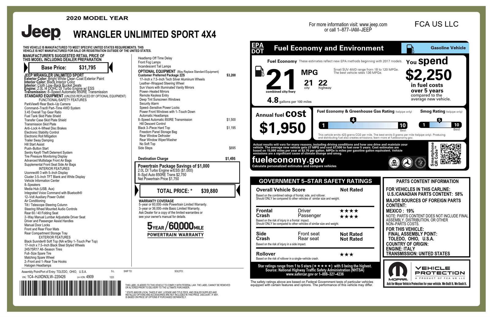 Used 2020 Jeep Wrangler Unlimited Sport S image 4