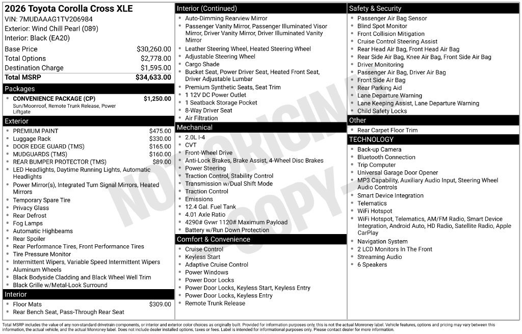 Used 2026 Toyota Corolla Cross XLE w/ Convenience Package FWD image 4