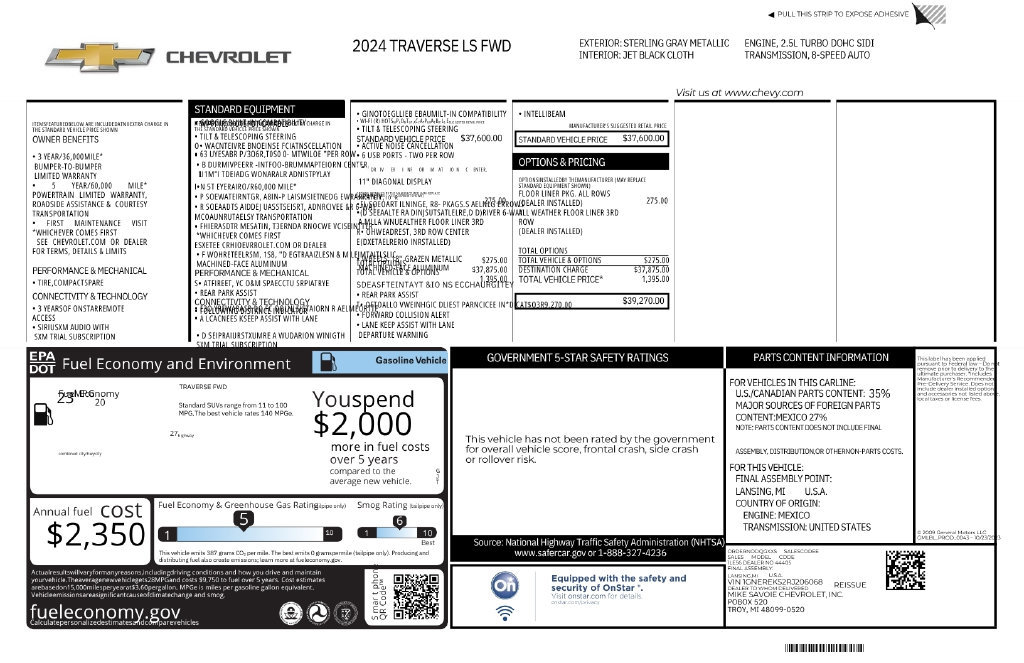 Used 2024 Chevrolet Traverse LS w/ LPO, Floor Liner Package FWD image 12