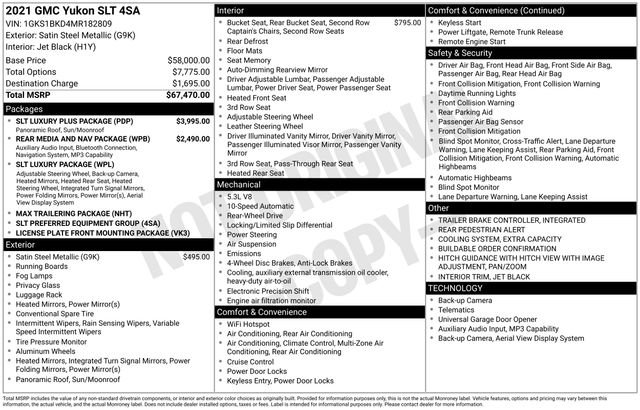 Used 2021 GMC Yukon SLT w/ SLT Luxury Plus Package image 7