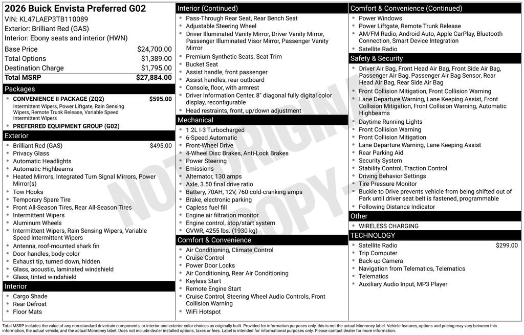 New 2026 Buick Envista Sport Touring w/ Convenience II Package FWD image 24