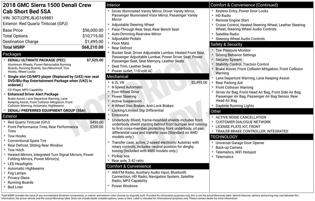 Used 2018 GMC Sierra 1500 Denali w/ Denali Ultimate Package AWD/4WD image 5