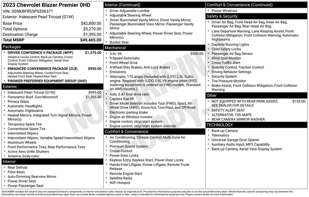 Used 2023 Chevrolet Blazer Premier w/ Driver Confidence II Package FWD image 6