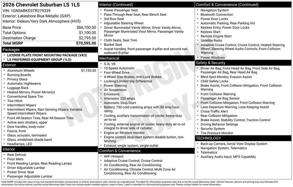 New 2026 Chevrolet Suburban LS AWD/4WD image 6