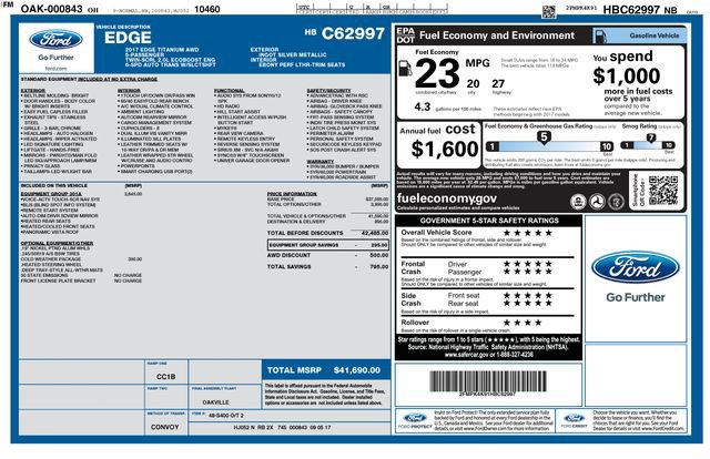 Used 2017 Ford Edge Titanium w/ Equipment Group 301A AWD/4WD image 30