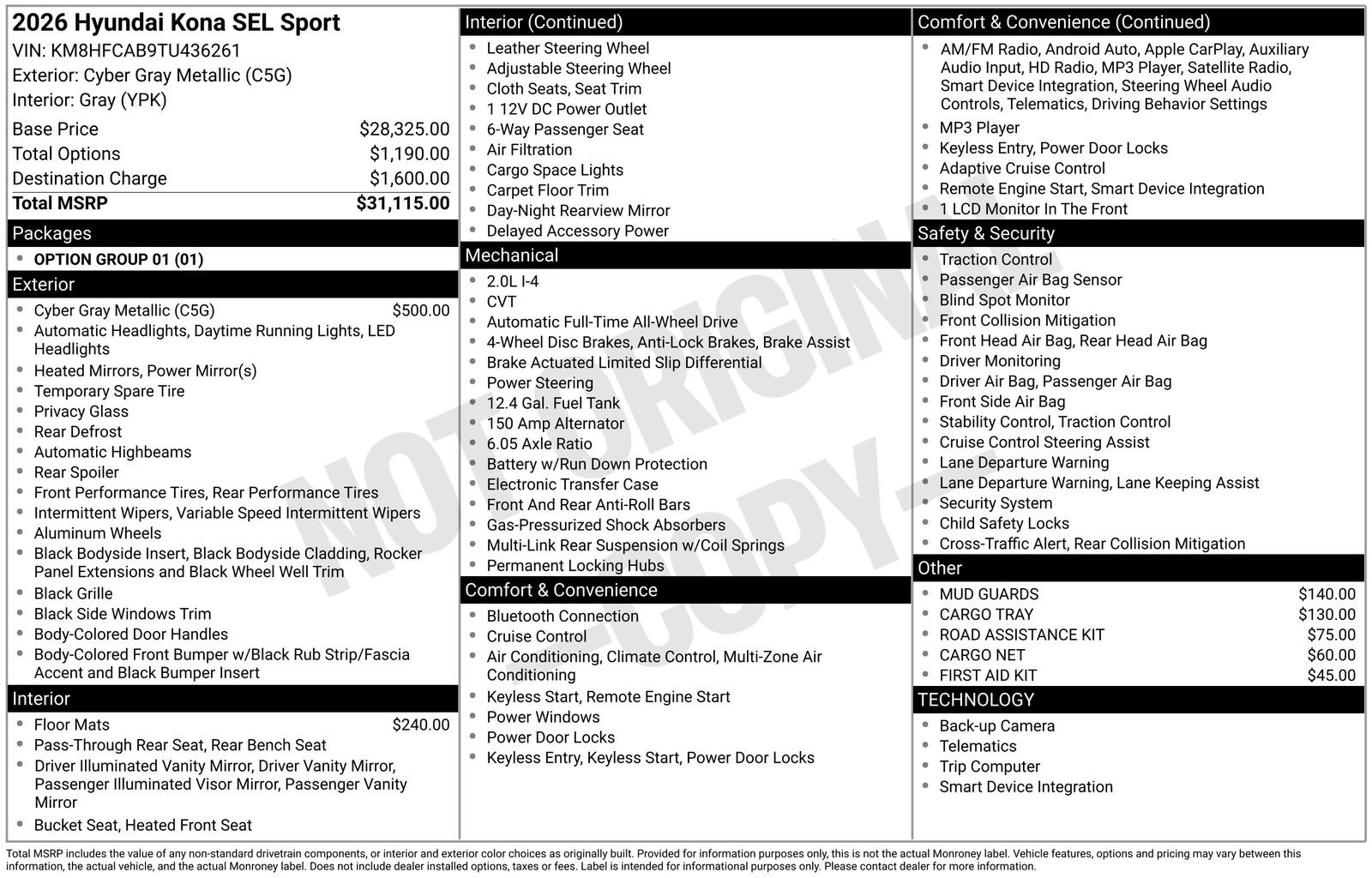 New 2026 Hyundai Kona SEL Sport AWD/4WD image 4