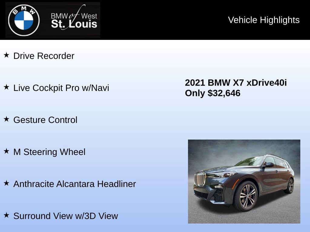 Used 2021 BMW X7 xDrive40i w/ M Sport Package AWD/4WD image 31