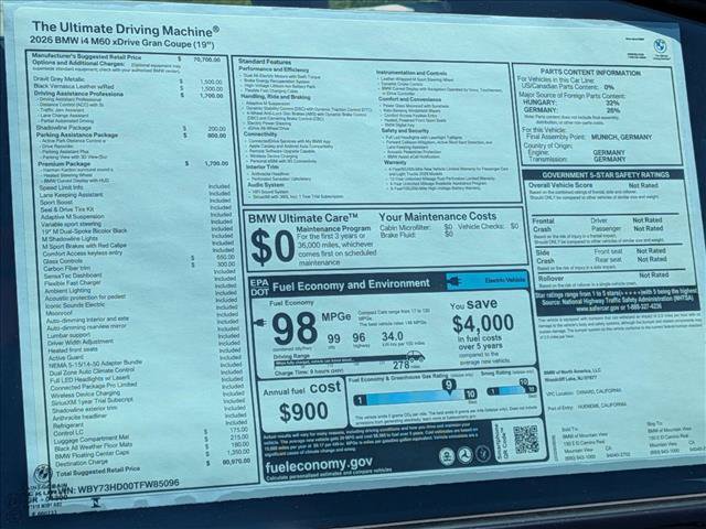 New 2026 BMW i4 M60 w/ Premium Package AWD/4WD image 20