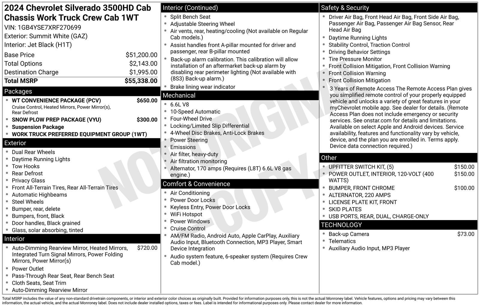 New 2024 Chevrolet Silverado 3500 W/T w/ WT Convenience Package AWD/4WD image 16