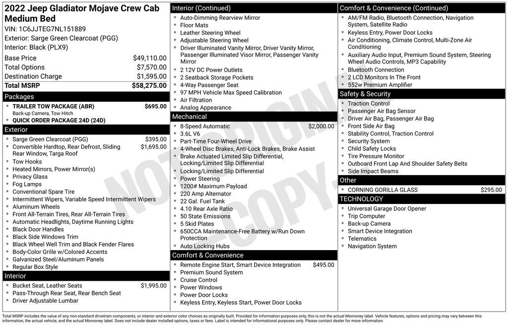 Used 2022 Jeep Gladiator Mojave w/ Trailer Tow Package AWD/4WD image 6