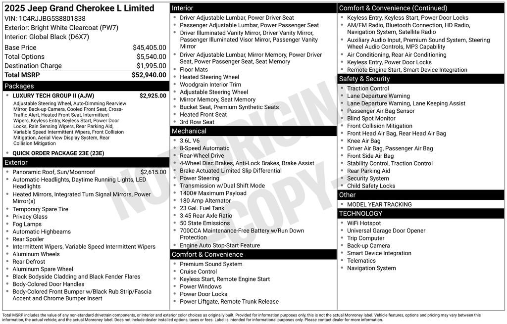 New 2025 Jeep Grand Cherokee L Limited w/ Luxury Tech Group II image 5