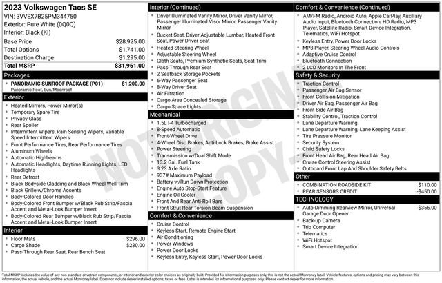 Used 2023 Volkswagen Taos SE w/ Panoramic Sunroof Package image 15