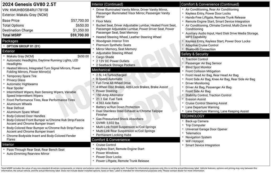 Used 2024 Genesis GV80 2.5T image 37