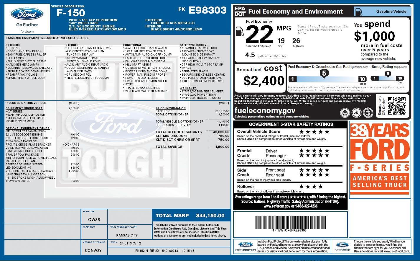 Used 2015 Ford F150 XLT w/ Equipment Group 301A Mid RWD image 4