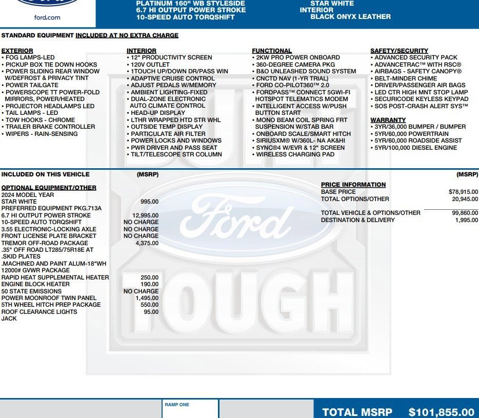 Used 2024 Ford F350 Platinum w/ Tremor Off-Road Package AWD/4WD image 2
