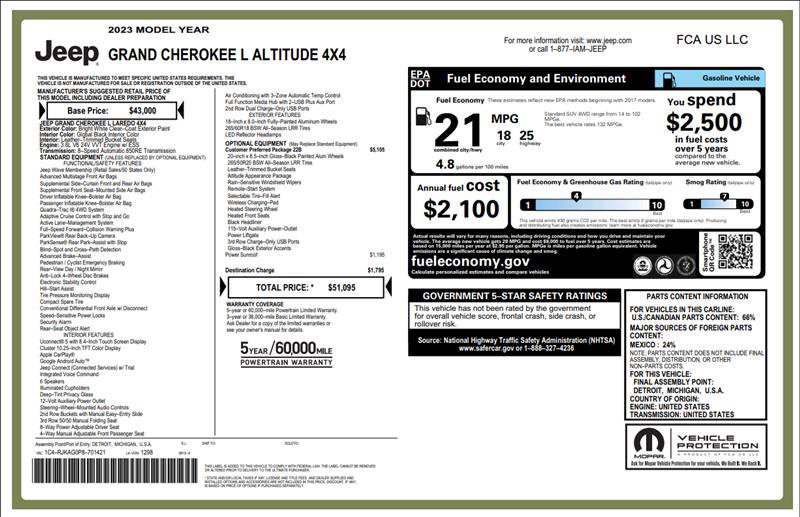 Used 2023 Jeep Grand Cherokee L Laredo image 3