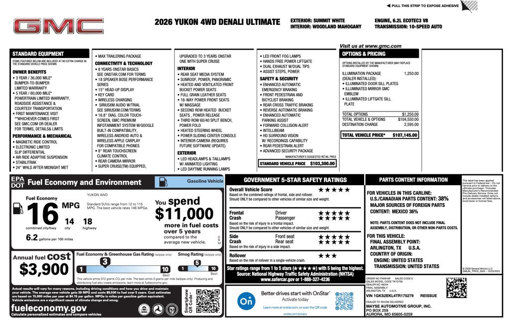 Used 2026 GMC Yukon Denali Ultimate w/ LPO, Illumination Package AWD/4WD image 3