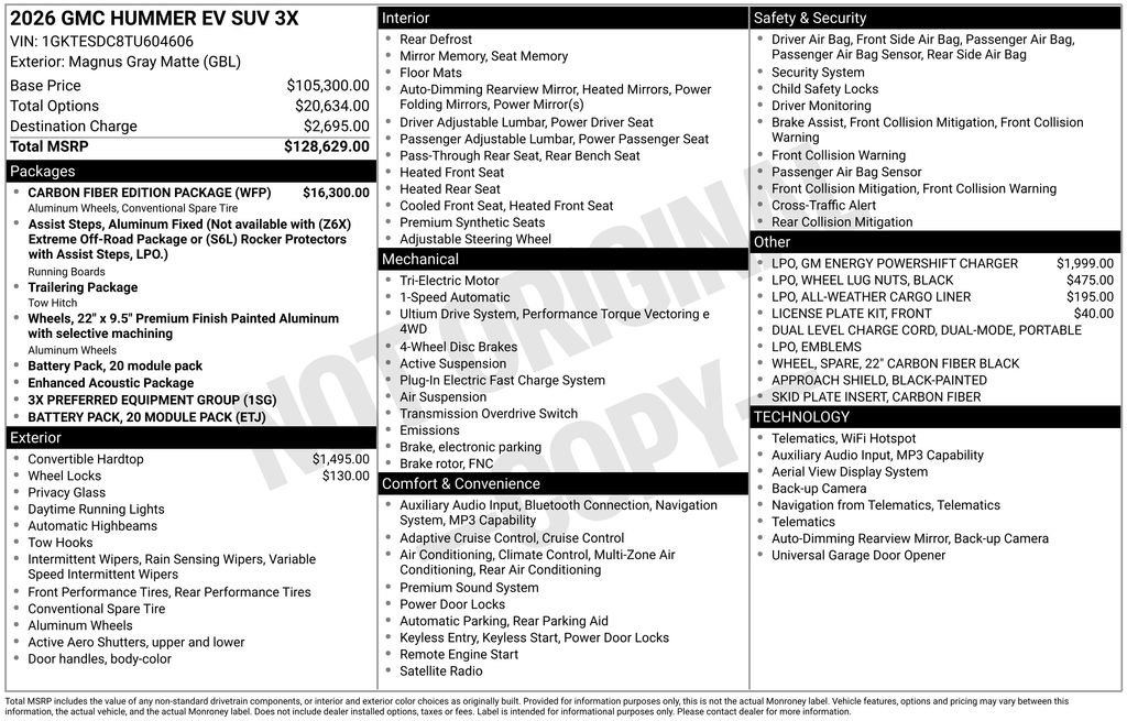 New 2026 GMC Hummer EV 3X w/ Carbon Fiber Edition Package AWD/4WD image 51