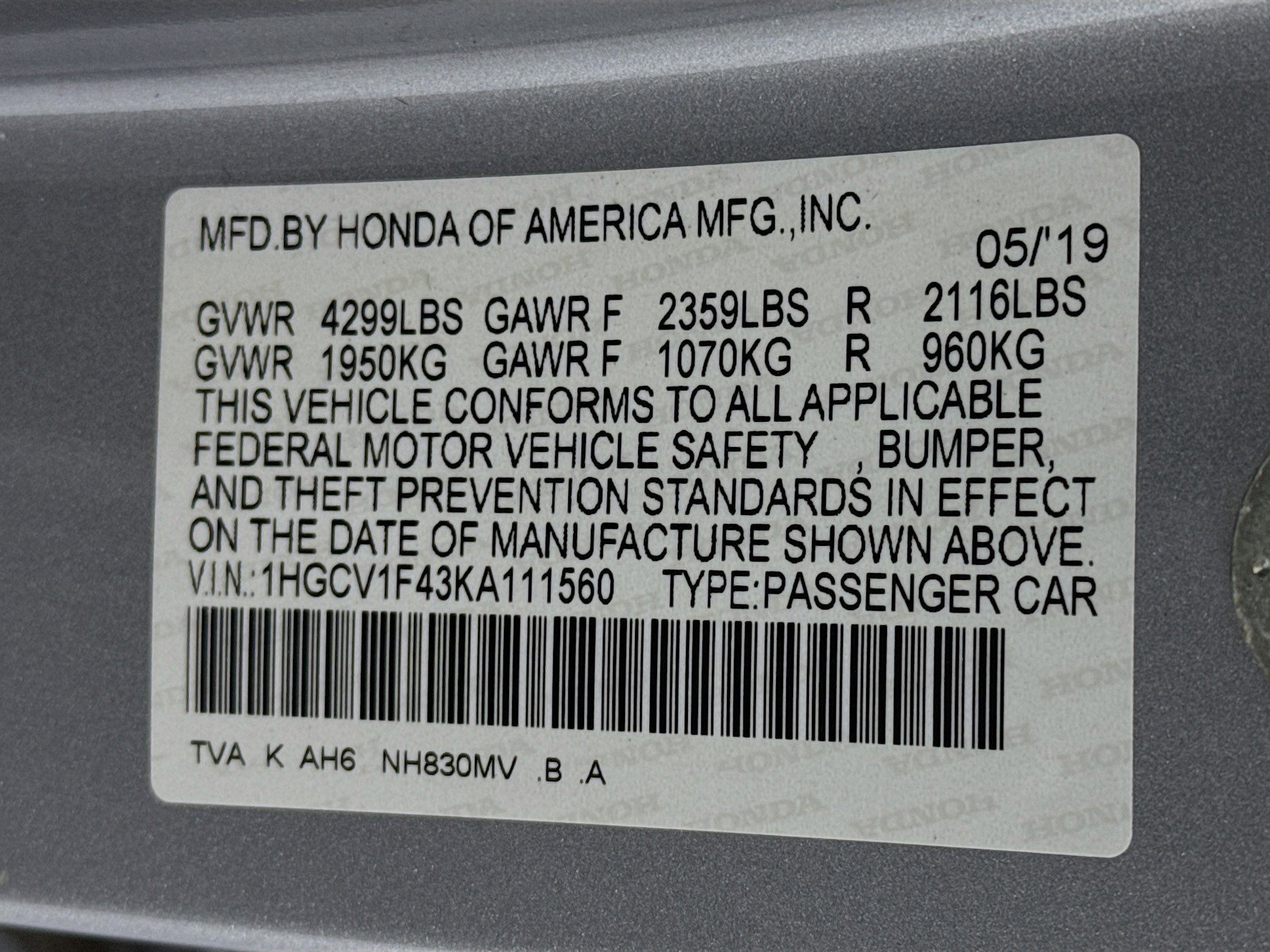 Certified 2019 Honda Accord EX image 31