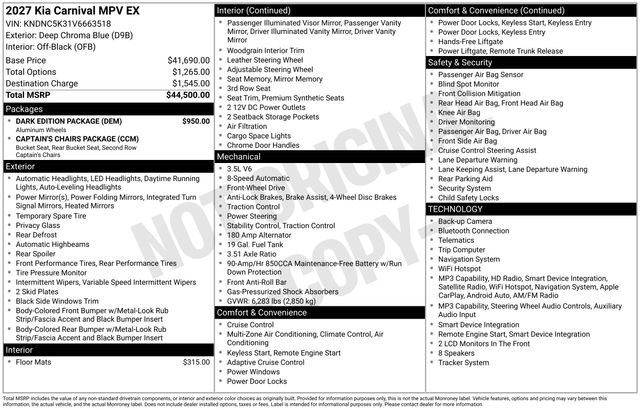 New 2027 Kia Carnival EX w/ Dark Edition Package FWD image 29