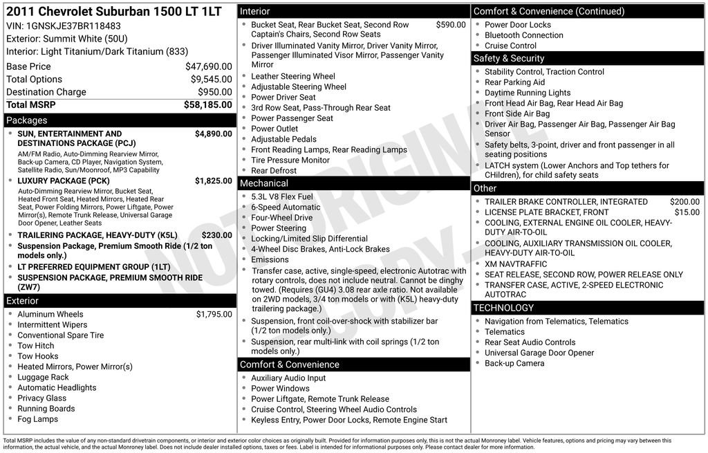 Used 2011 Chevrolet Suburban LT AWD/4WD image 6