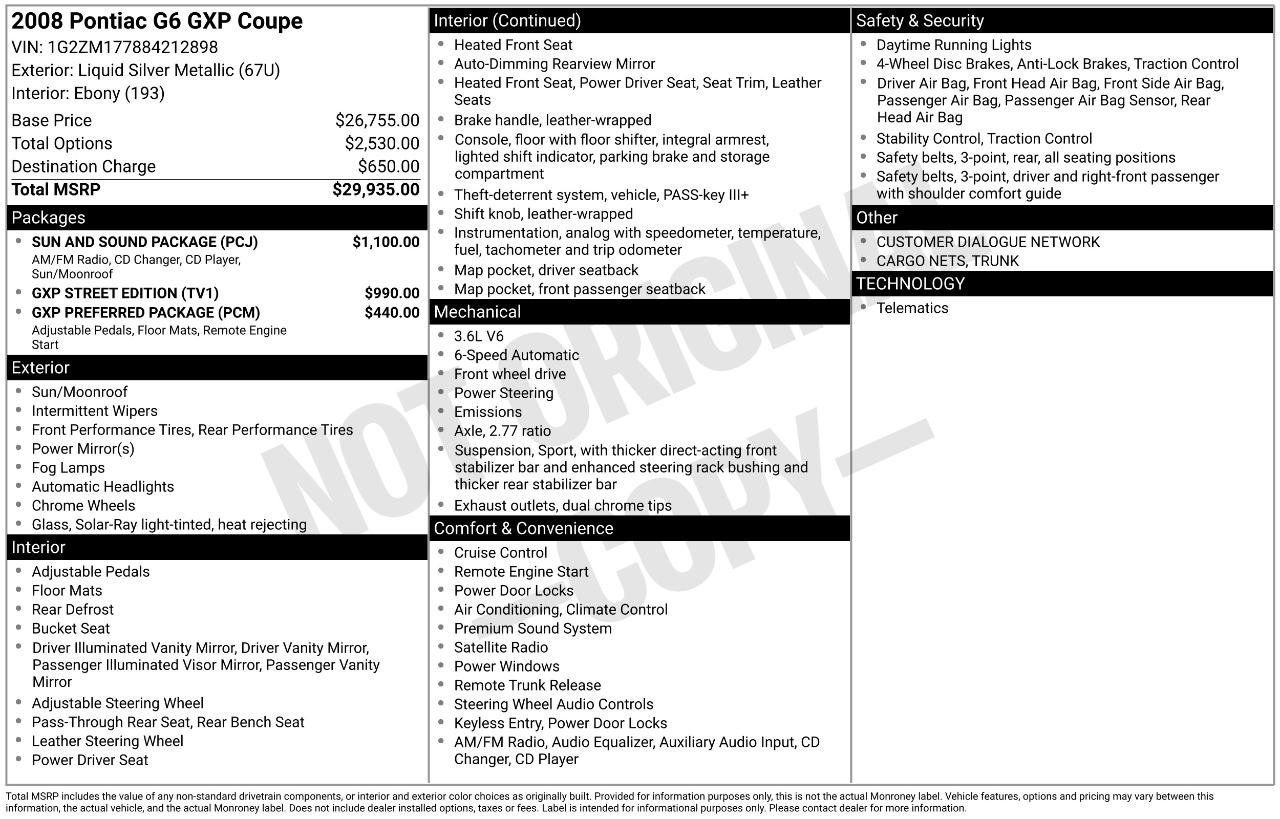 Used 2008 Pontiac G6 GXP w/ Sun And Sound Package image 4