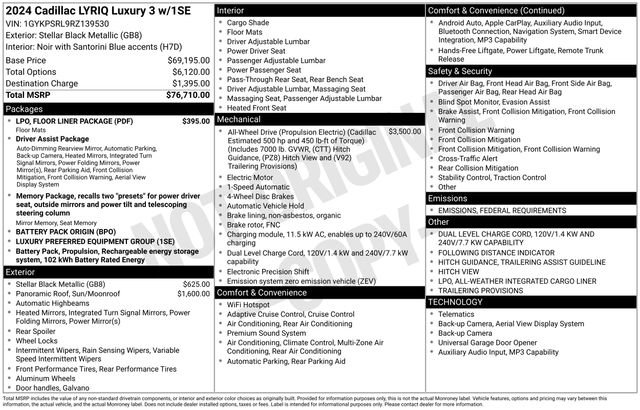 Used 2024 Cadillac Lyriq Luxury w/ LPO, Floor Liner Package image 6