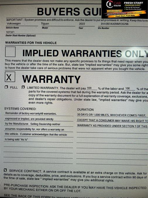 Used 2022 Volkswagen Tiguan SE image 2