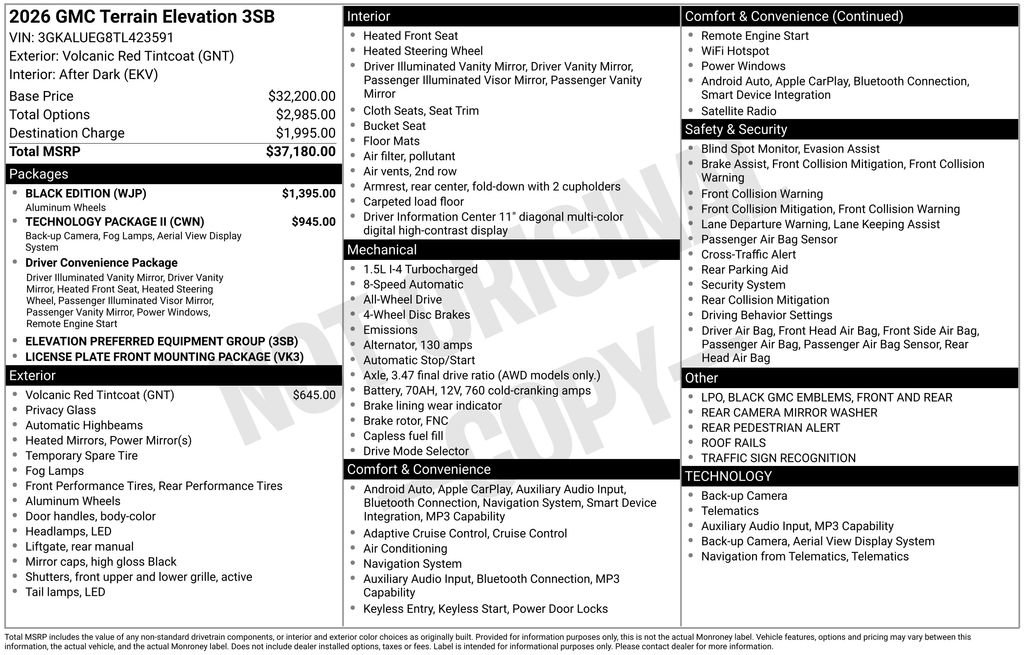 New 2026 GMC Terrain Elevation w/ Black Edition AWD/4WD image 5