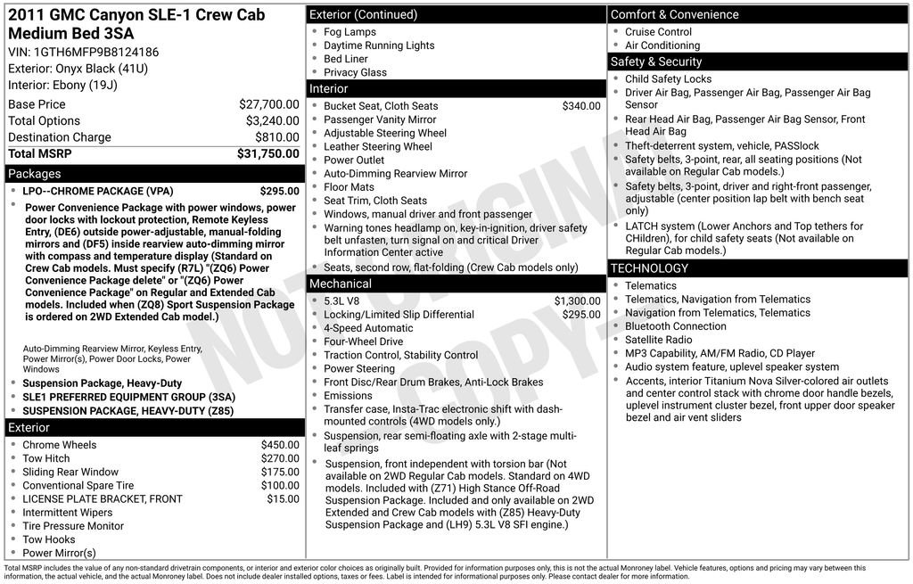 Used 2011 GMC Canyon SLE w/ LPO--Chrome Package AWD/4WD image 3