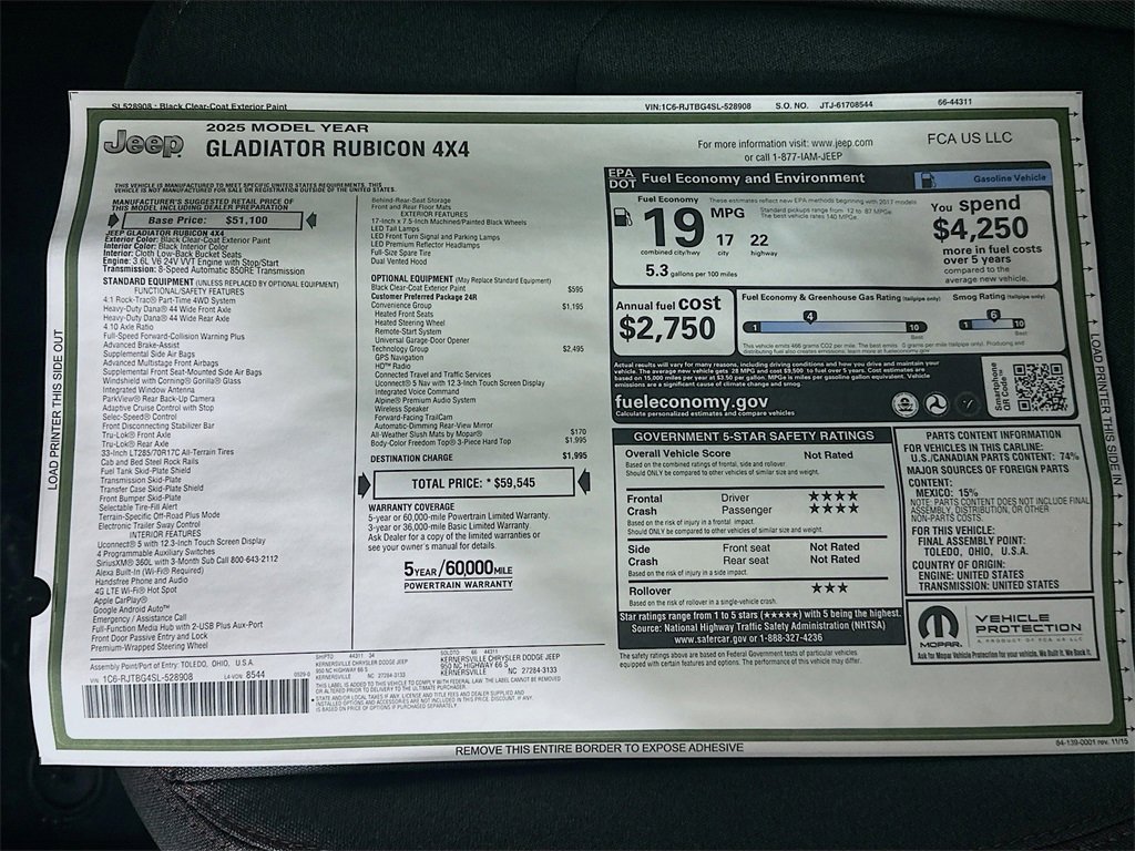 New 2025 Jeep Gladiator Rubicon w/ Convenience Group image 21