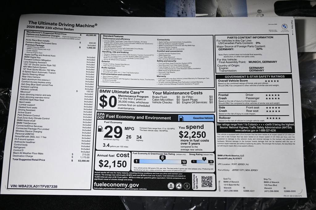 Used 2026 BMW 330i xDrive Sedan w/ Premium Package image 37