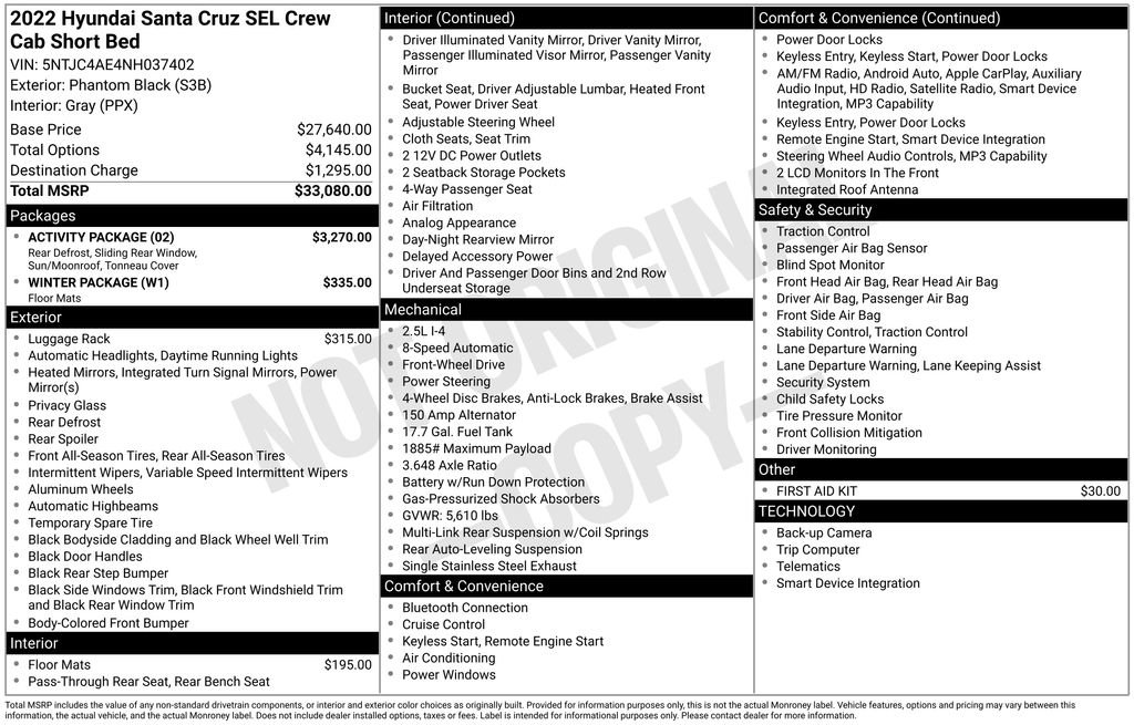Certified 2022 Hyundai Santa Cruz SEL w/ Activity Package FWD image 4