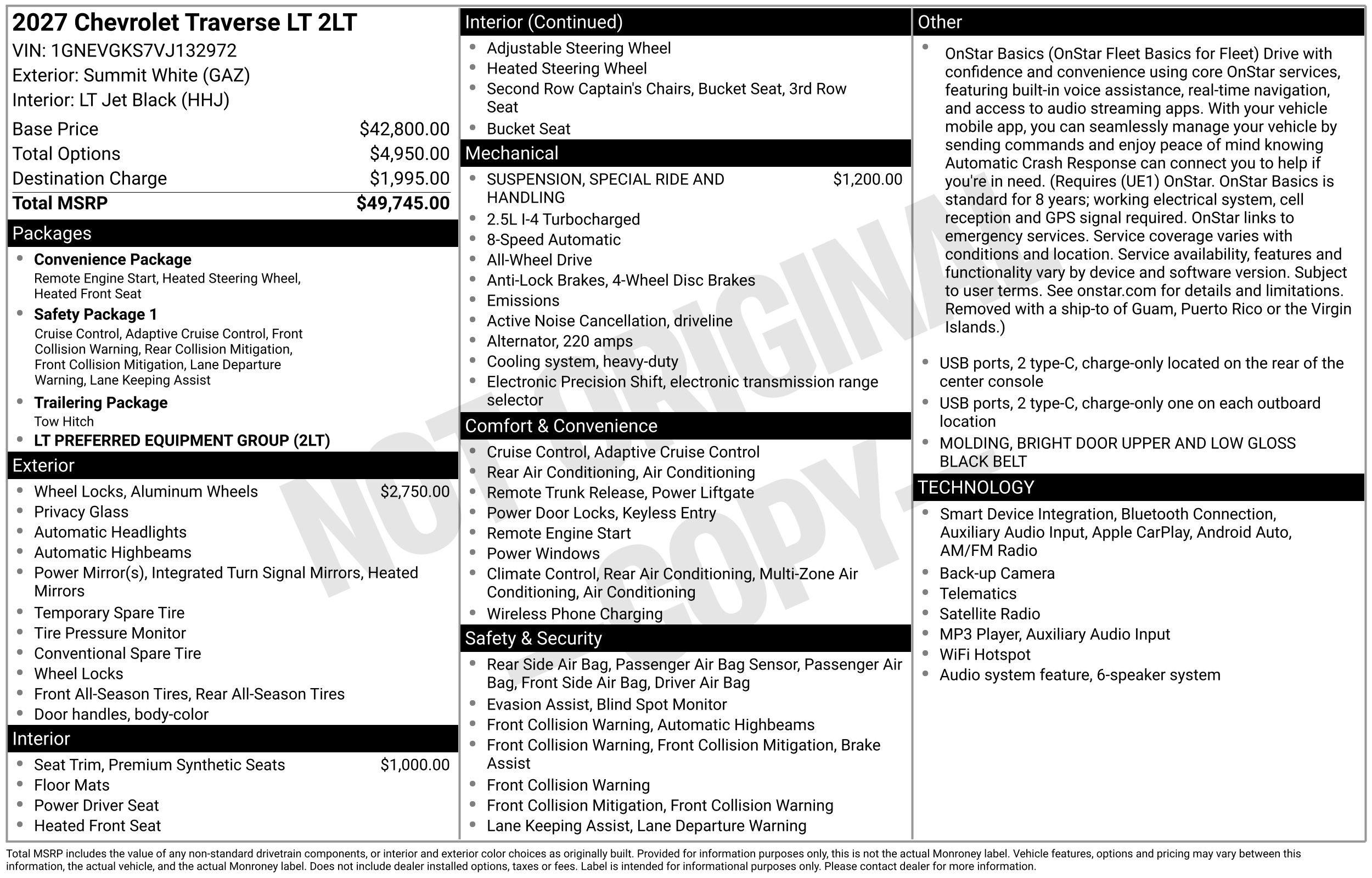 New 2027 Chevrolet Traverse LT AWD/4WD image 3