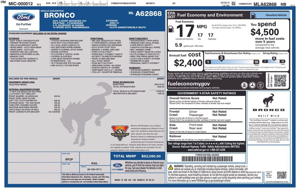 Used 2021 Ford Bronco Wildtrak AWD/4WD image 34