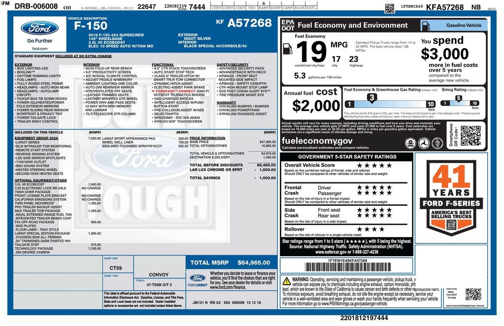 Used 2019 Ford F150 Lariat w/ Equipment Group 502A Luxury AWD/4WD image 50