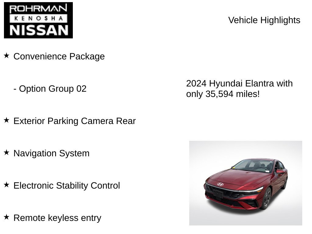 Used 2024 Hyundai Elantra SEL w/ Convenience Package FWD image 7